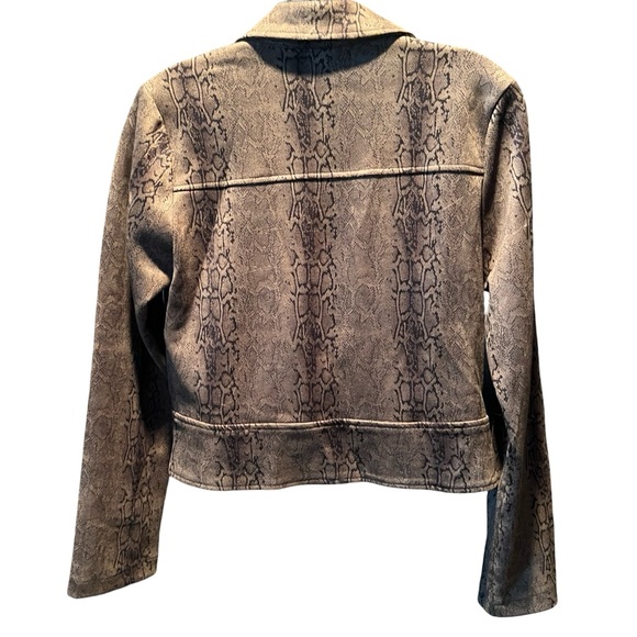 Have Brown Snake Print Women's Motorcycle Jacket S - Picture 2 of 5